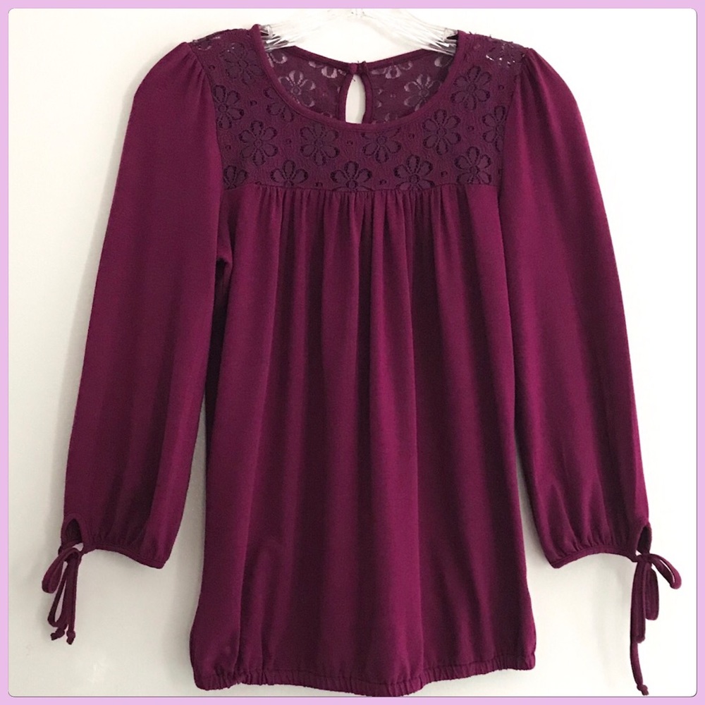 Purple Crochet Lace Daisy Flower Blouse Size S - Picture 2 of 8